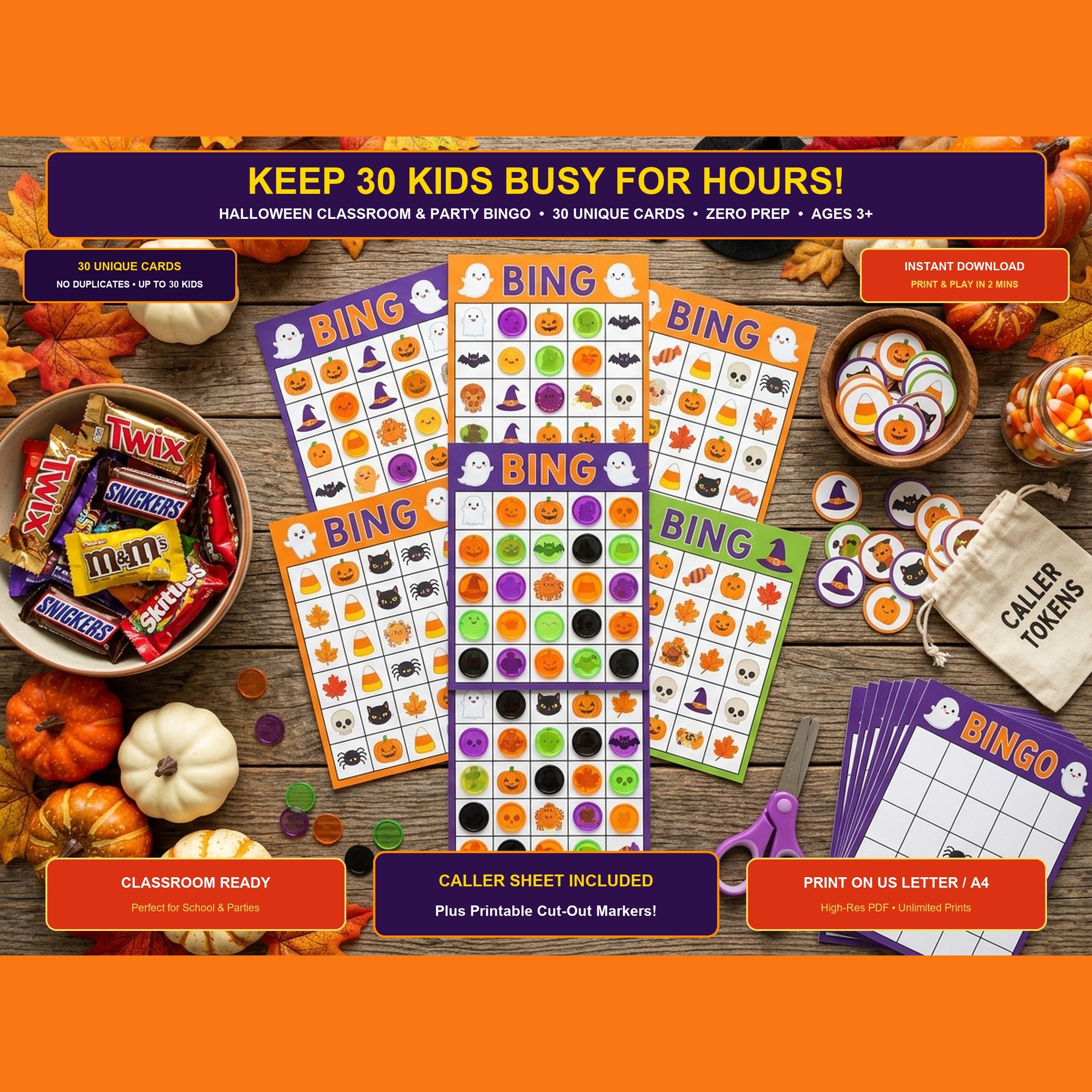 Halloween Classroom Bingo Game Printable