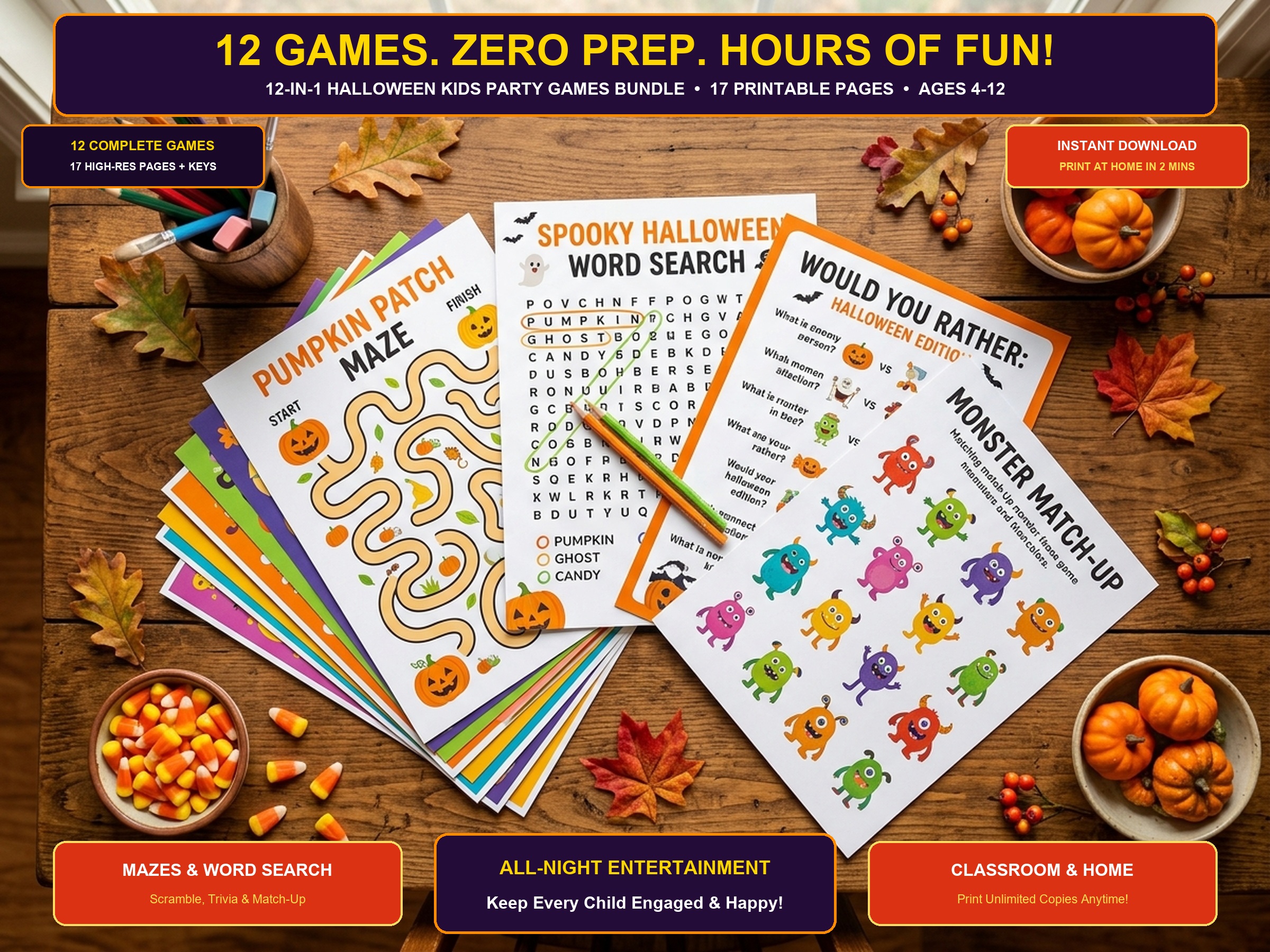 12-in-1 Halloween Party Games Bundle