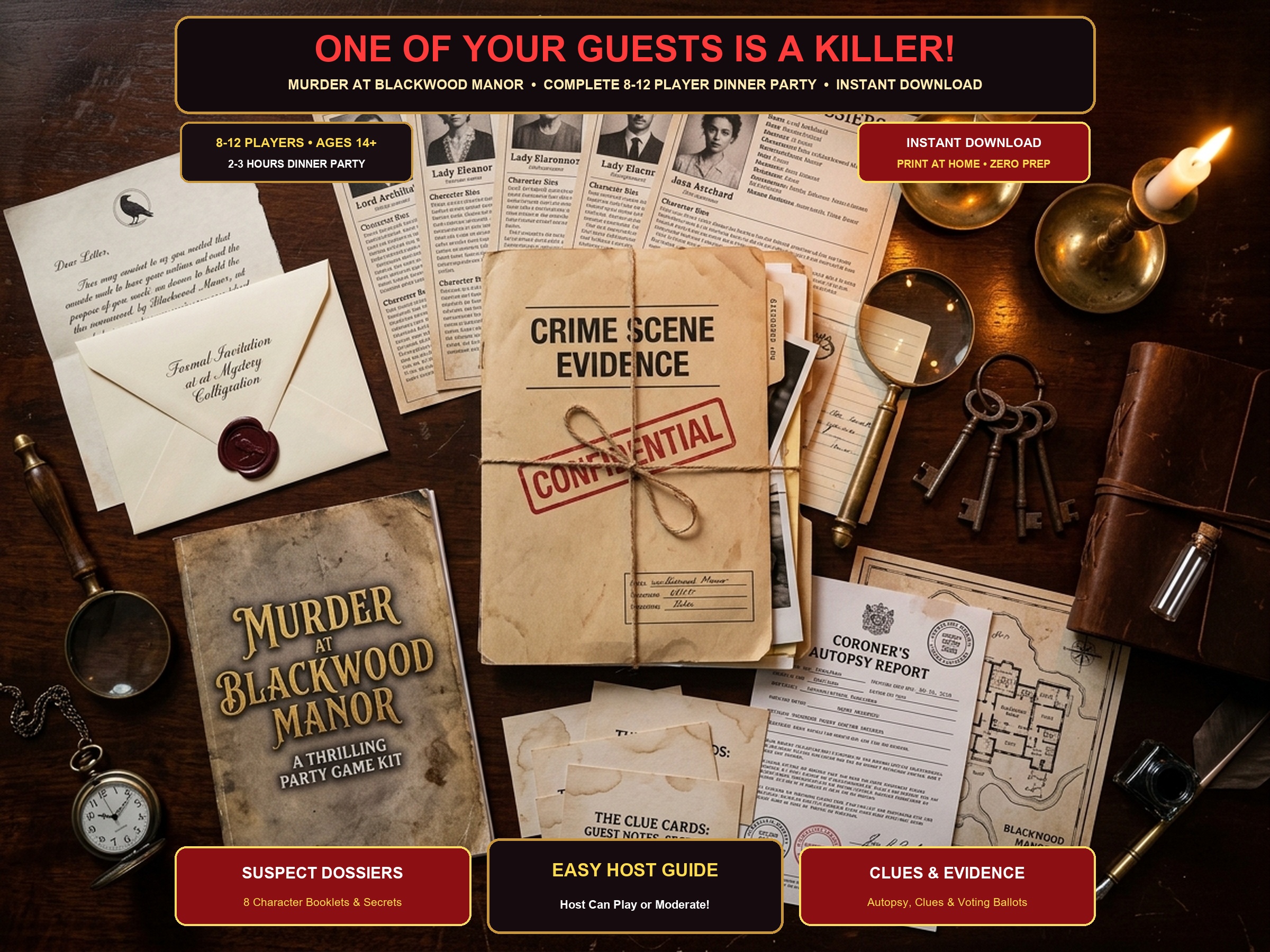 Murder at Blackwood Manor 1920s Game