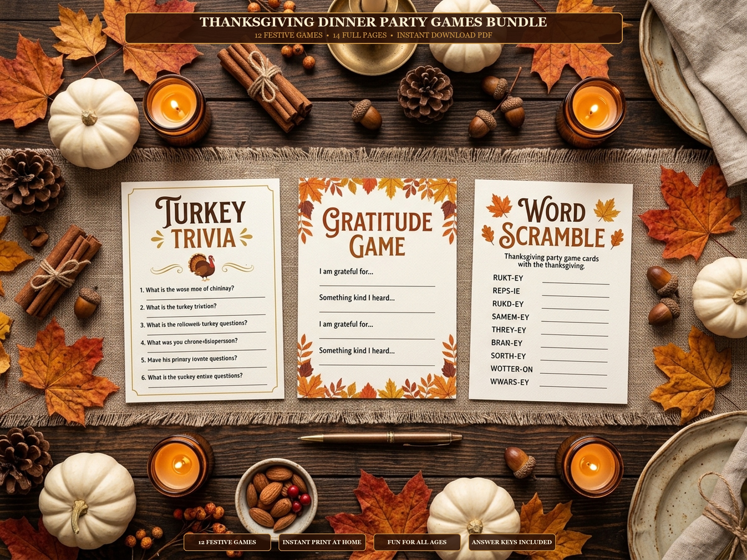 Thanksgiving Dinner Party Games Bundle